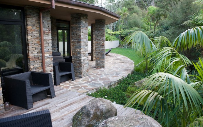 Side shot of the house with palms